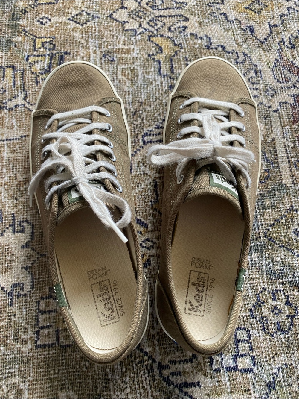 Keds Women’s Canvas Sneakers — Olive Green with White Accents - Picture 4 of 8